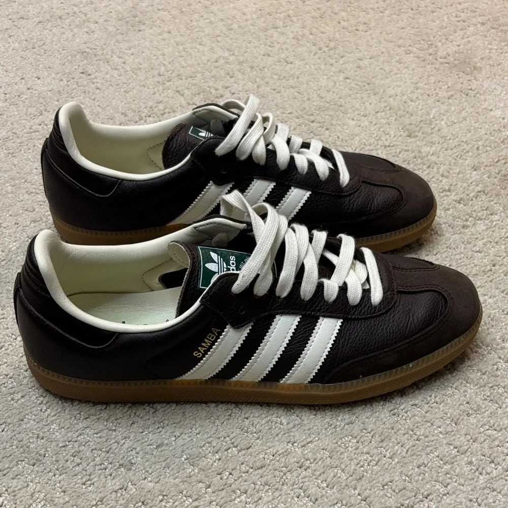 adidas Samba Men's Brown and White Leather Sneakers - Picture 5 of 5